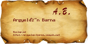 Argyelán Barna névjegykártya