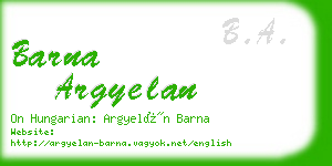 barna argyelan business card